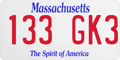 MA license plate 133GK3
