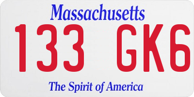 MA license plate 133GK6