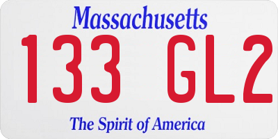 MA license plate 133GL2