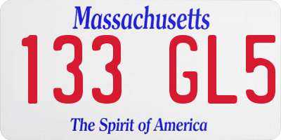 MA license plate 133GL5