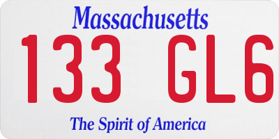 MA license plate 133GL6
