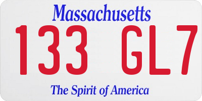 MA license plate 133GL7