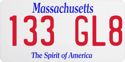 MA license plate 133GL8