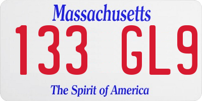 MA license plate 133GL9