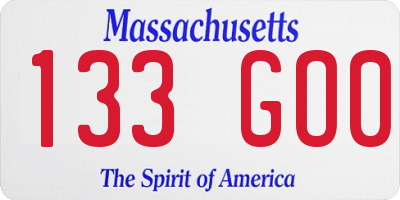 MA license plate 133GO0