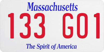 MA license plate 133GO1