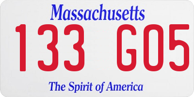 MA license plate 133GO5