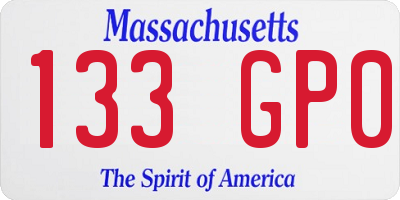 MA license plate 133GP0