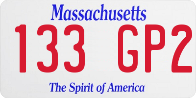 MA license plate 133GP2