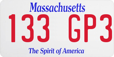 MA license plate 133GP3