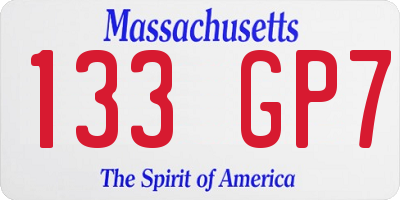 MA license plate 133GP7