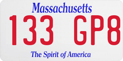 MA license plate 133GP8