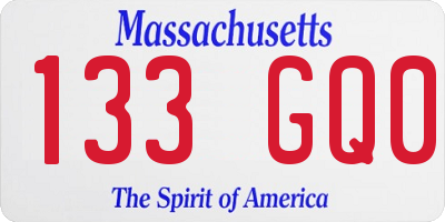 MA license plate 133GQ0