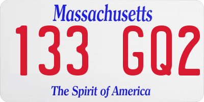 MA license plate 133GQ2