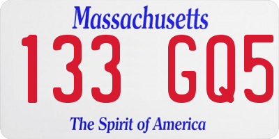 MA license plate 133GQ5