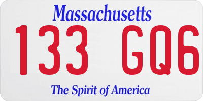 MA license plate 133GQ6