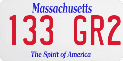 MA license plate 133GR2