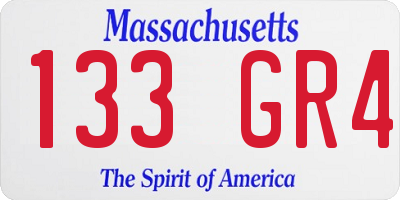 MA license plate 133GR4