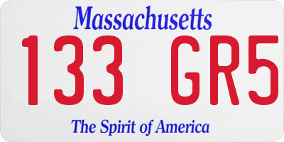 MA license plate 133GR5