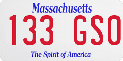 MA license plate 133GS0