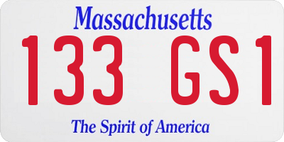 MA license plate 133GS1