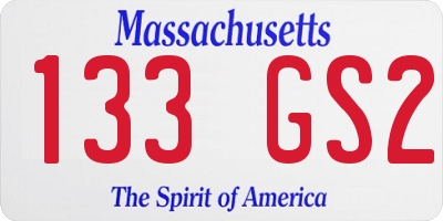 MA license plate 133GS2