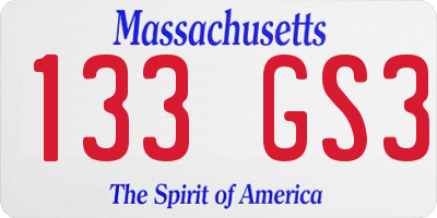 MA license plate 133GS3