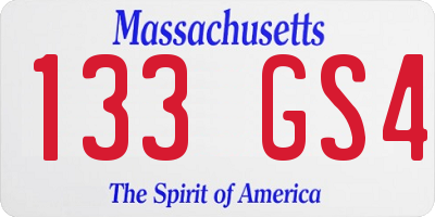 MA license plate 133GS4