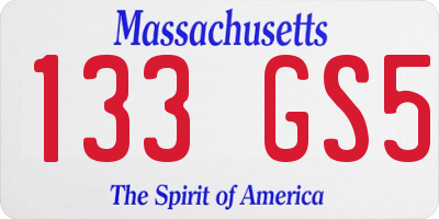 MA license plate 133GS5