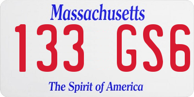 MA license plate 133GS6