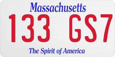 MA license plate 133GS7