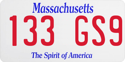 MA license plate 133GS9