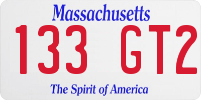 MA license plate 133GT2