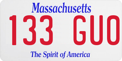 MA license plate 133GU0