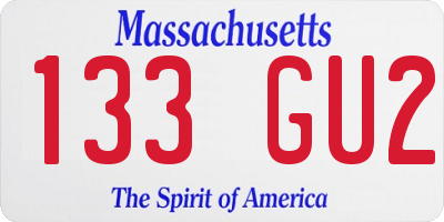 MA license plate 133GU2