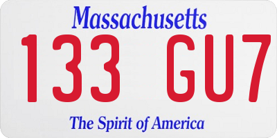 MA license plate 133GU7