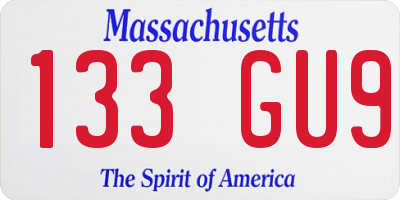 MA license plate 133GU9