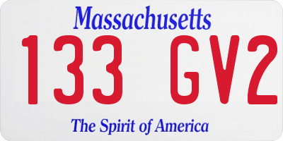 MA license plate 133GV2