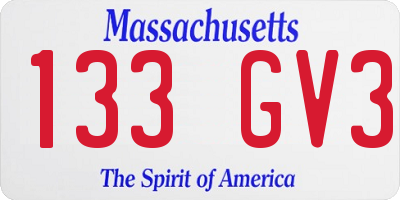 MA license plate 133GV3