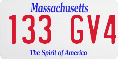 MA license plate 133GV4