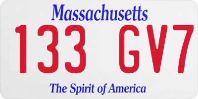 MA license plate 133GV7