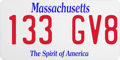 MA license plate 133GV8