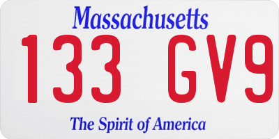 MA license plate 133GV9