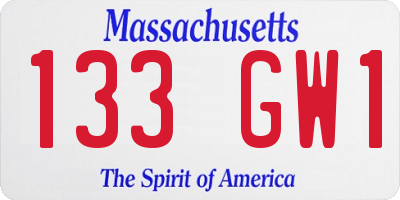 MA license plate 133GW1