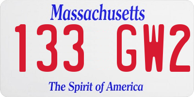 MA license plate 133GW2