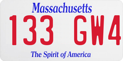 MA license plate 133GW4