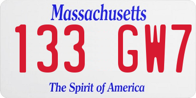 MA license plate 133GW7