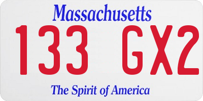 MA license plate 133GX2