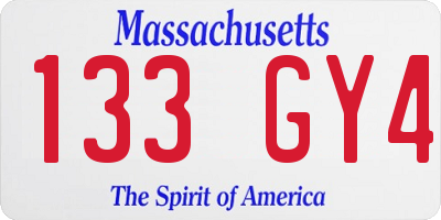 MA license plate 133GY4