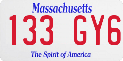 MA license plate 133GY6